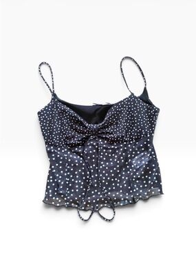 Bershka Black Polka Dot Tie-Front Camisole